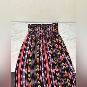 New Look strapless maxi dress Plus Sz 2X Red Geometrical Elastic Waist Summer​